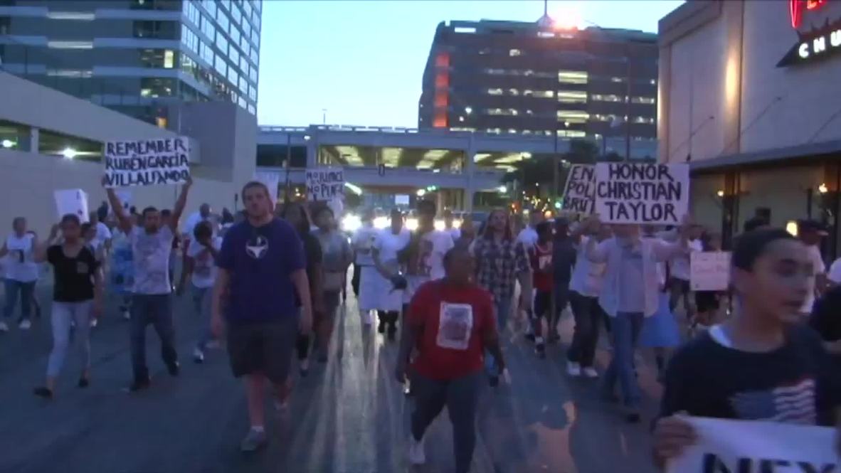 USA: Black Lives Matter activists march on Texan court in memory of Christian Taylor