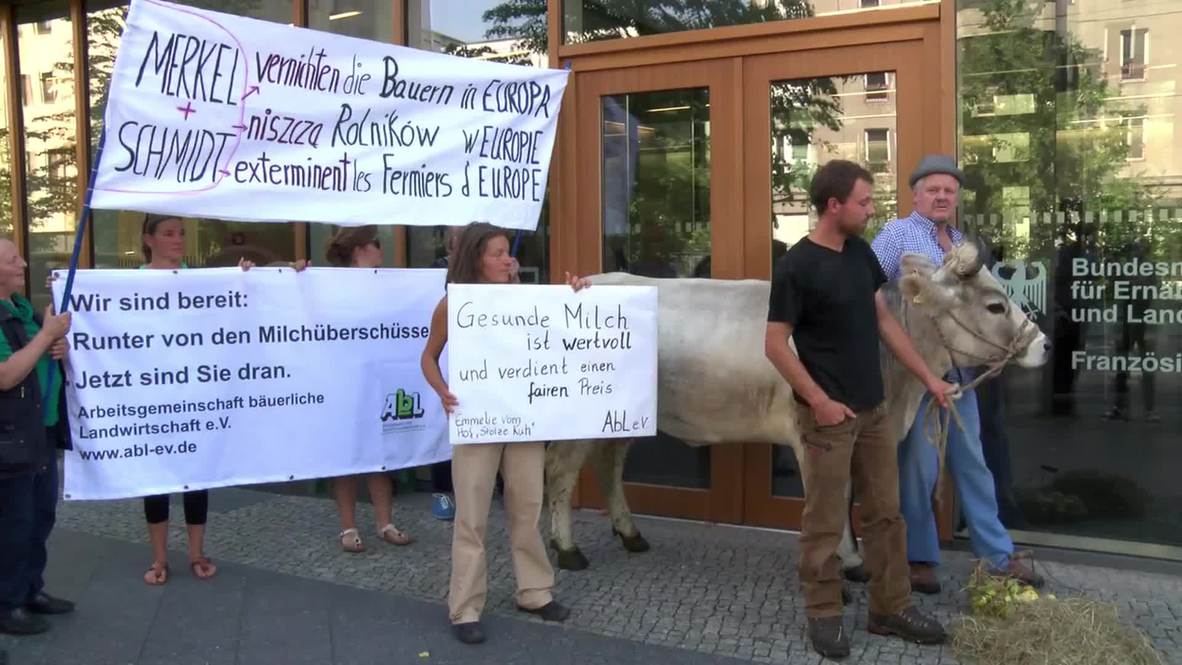 Germany: Farmers rally outside Berlin's Agriculture Ministry in price protest