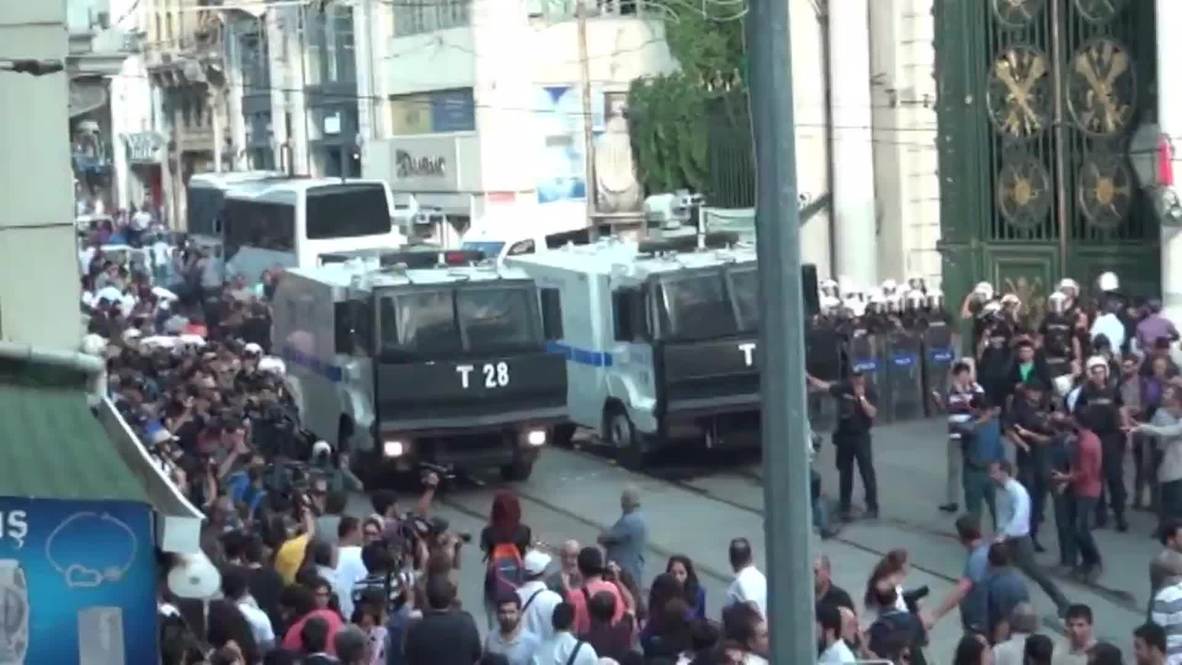 Turkey: Istanbul police blast protesters with water cannon following clashes