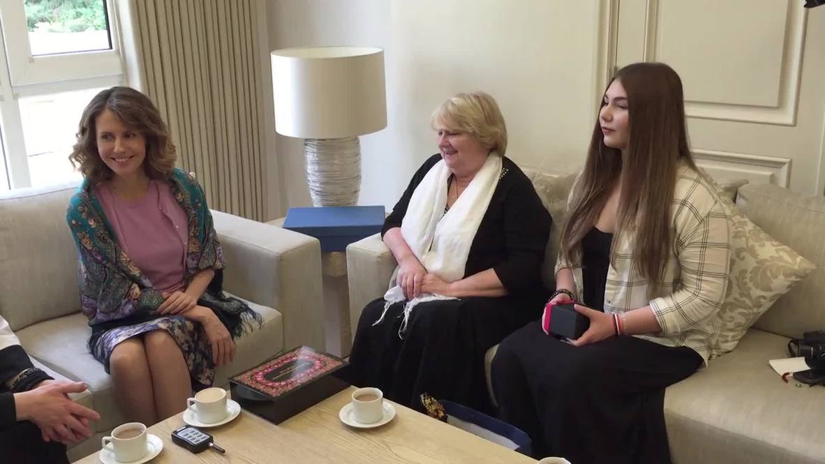 Syria: 'World's strongest girl' Maryana Naumova meets Asma al-Assad