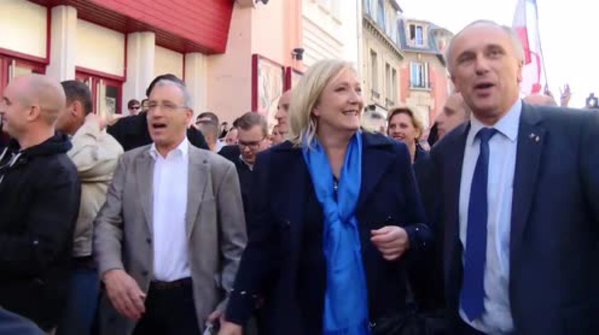 France: Anti-Le Pen protest greets Front National leader in Soissons