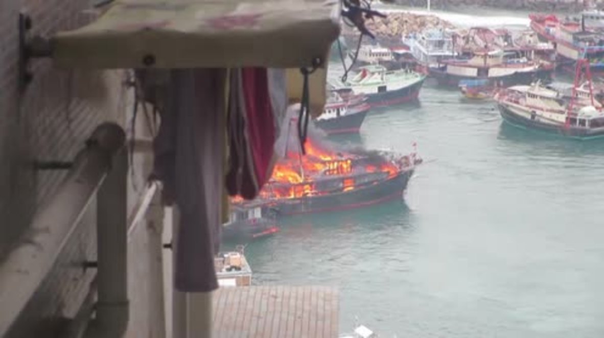 Hong Kong: Huge fire breaks out in Victoria Harbour