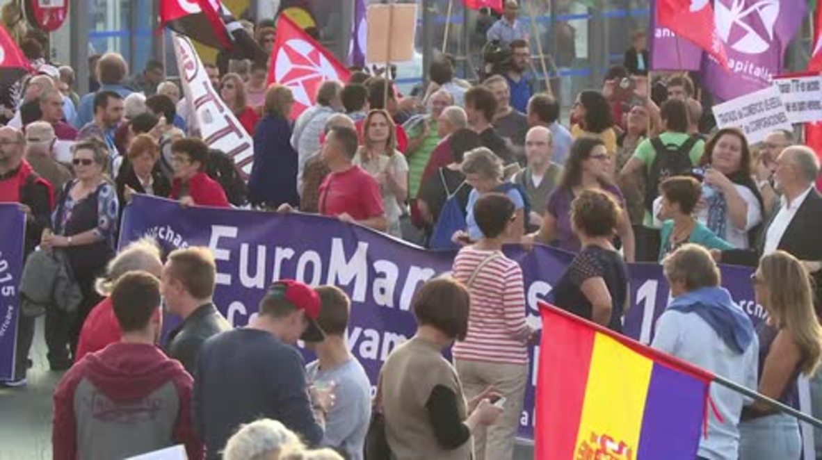 Spain: Hundreds join 'Euromarch 2015' in Madrid to protest inequality