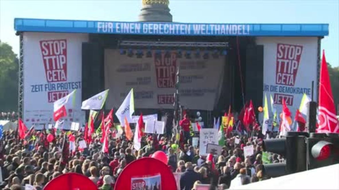 Germany: Anti-TTIP protesters rally in Berlin
