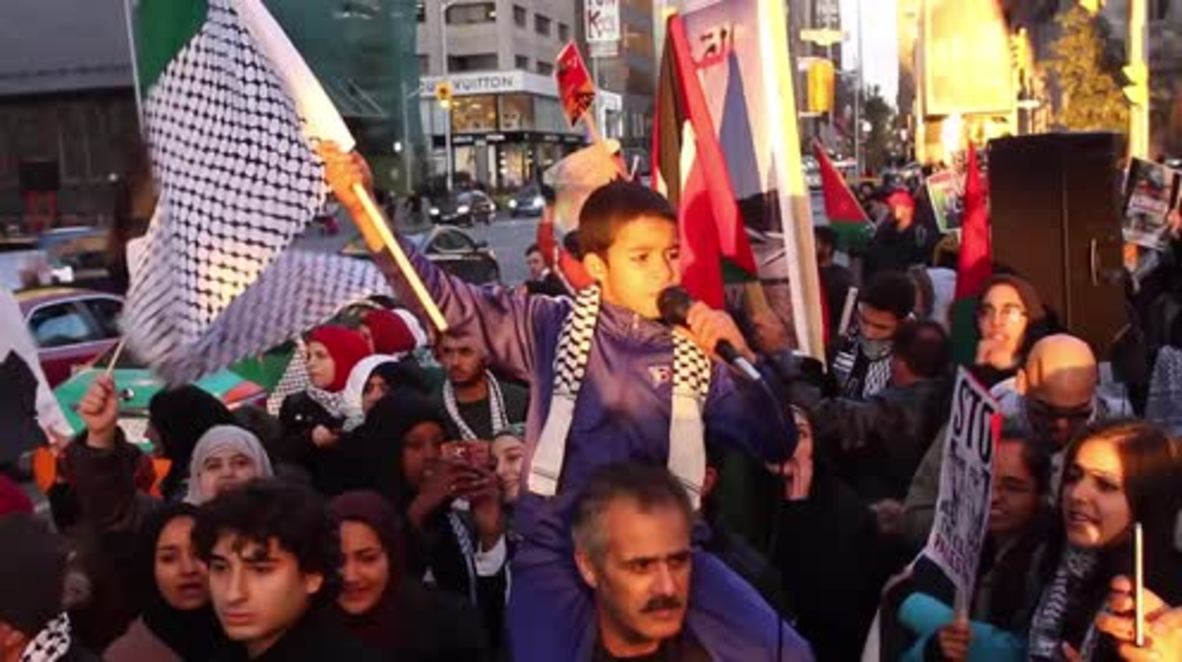 Canada: Pro-Palestinian activists rally outside Toronto's Israeli embassy