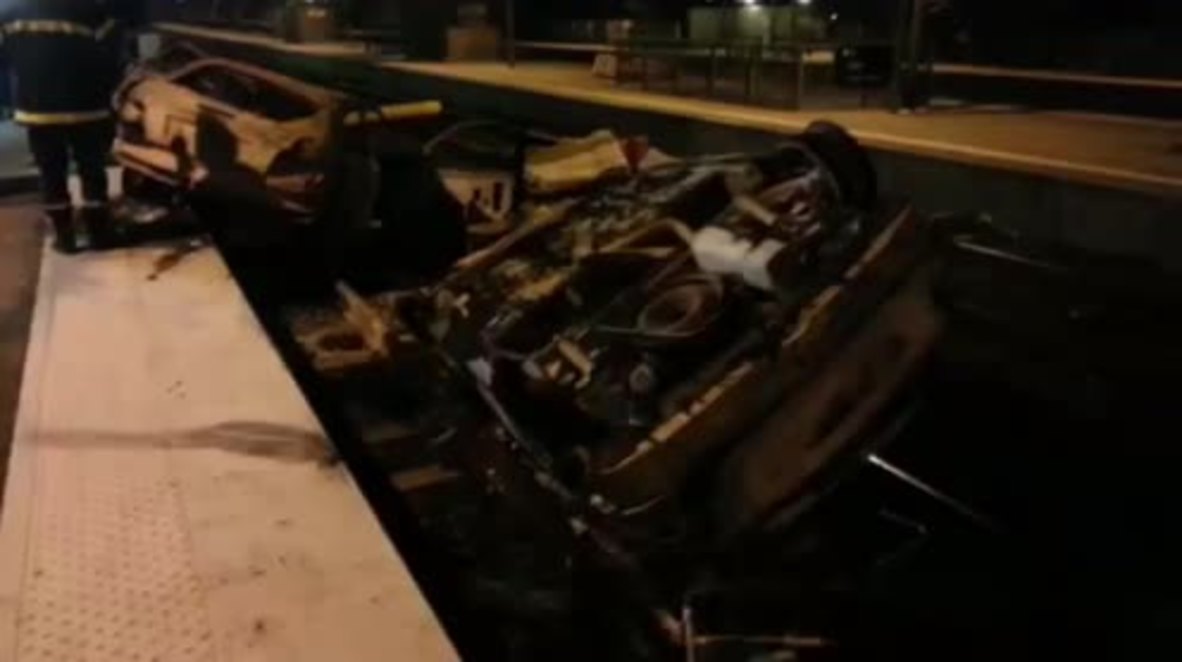 France: Burnt out cars line Moirans' streets after protest turns violent