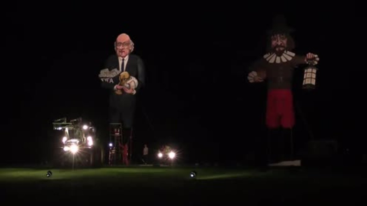 UK: Huge Sepp Blatter effigy goes up in flames to celebrate Bonfire Night