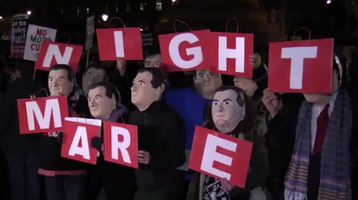 UK: Anti-Tory protesters march through London with Osborne's cuts set to continue