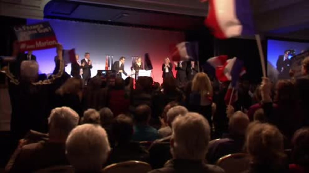 France: Marine and niece Marion Marechal-Le Pen stand together in pre-election rally in Nice