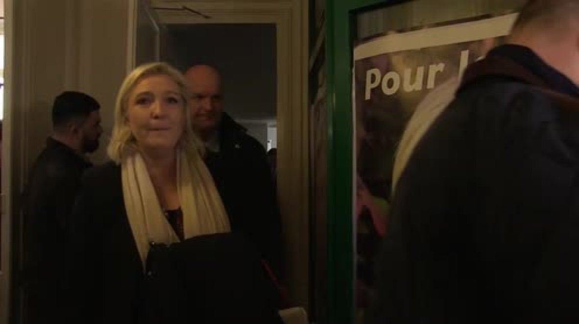 France: Le Pen talks policing at press conference held after first-round victory
