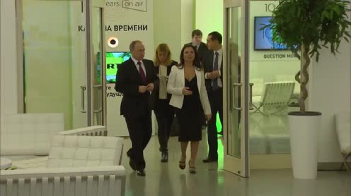 Russia: Putin tours RT as 10th anniversary celebrated in Moscow