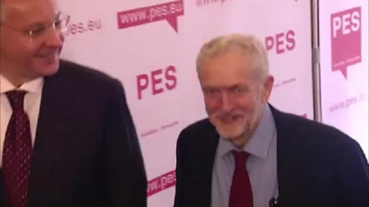 Belgium: Corbyn arrives for Party of European Socialists meeting in Brussels