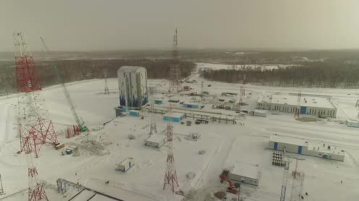 Russia: Drone shows snow-covered Vostochny Cosmodrome near completion