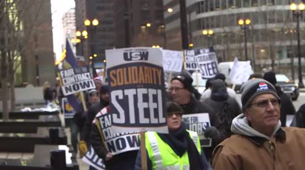 USA: ArcelorMittal's steelworkers rally in Chicago to demand new contracts