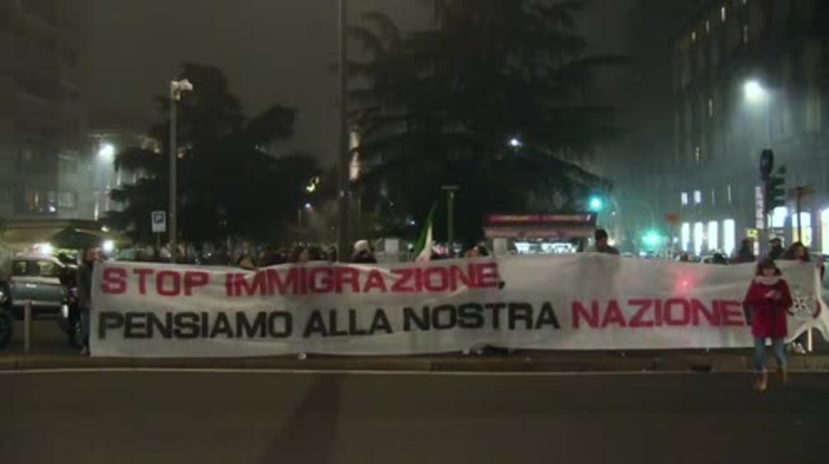 Italy: Far-right Casa Pound stage anti-refugee protest in Milan