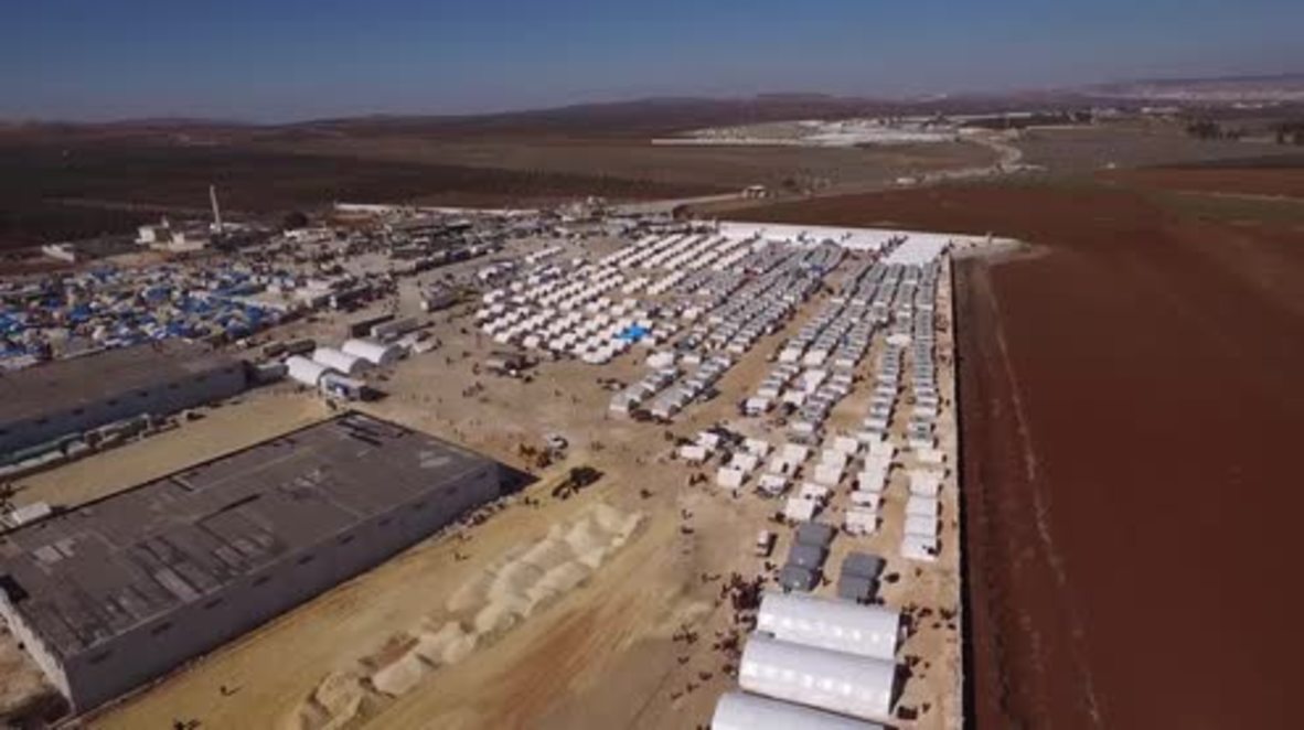 Syria: Drone shows refugee camp near Turkey border