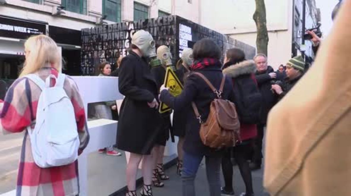 UK: Half-naked models protest against fur clothing at London Fashion Week