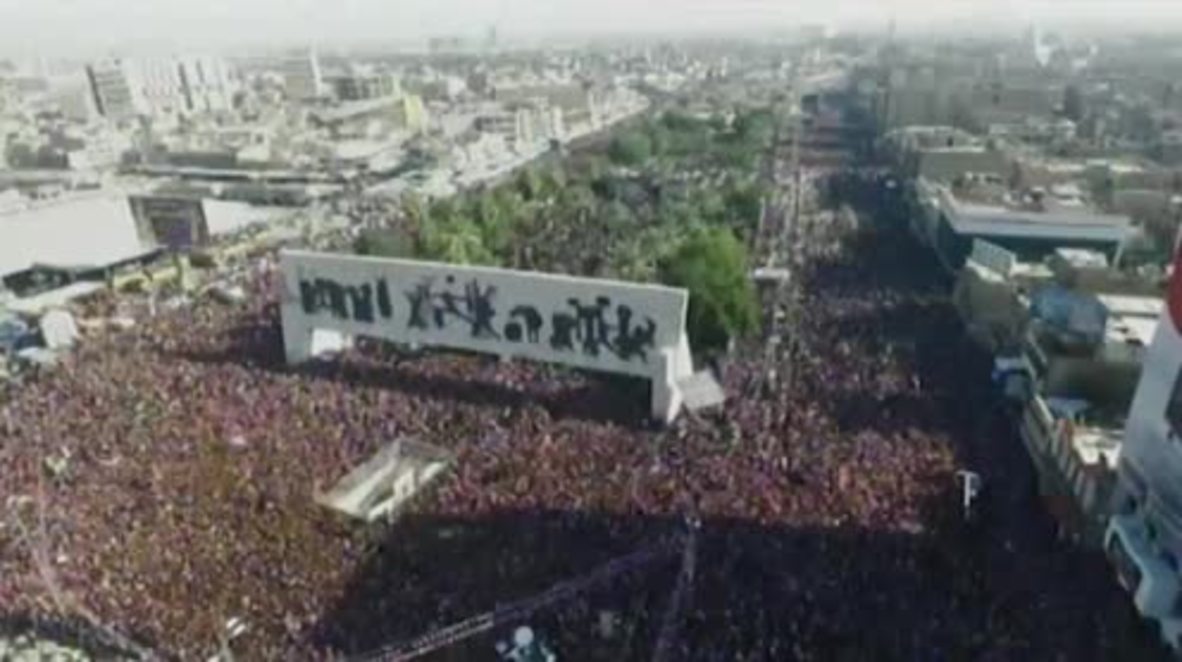 Iraq: Drone captures hundreds of thousands in Bagdad protesting govt. corruption