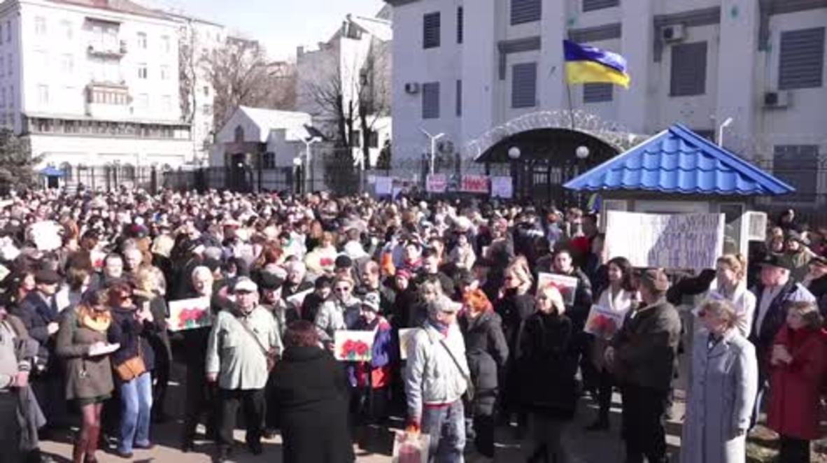 Ukraine: Protesters return to Russian embassy over detention of Ukrainian officer Savchenko