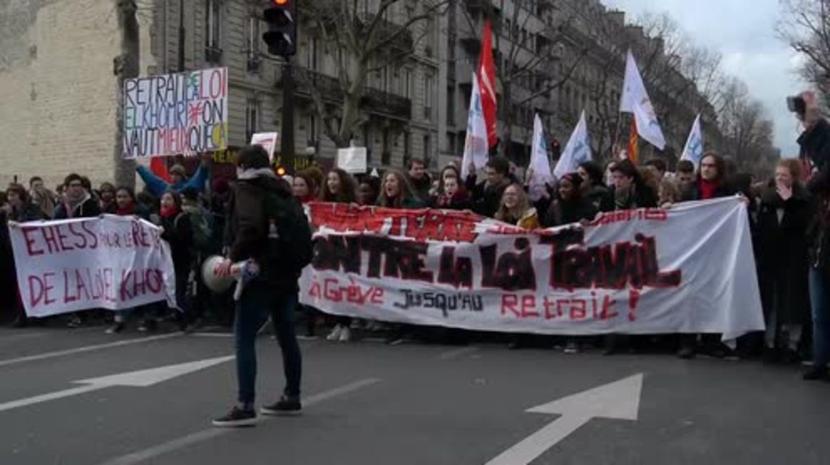 France: Students and unions march in Paris against labour reforms