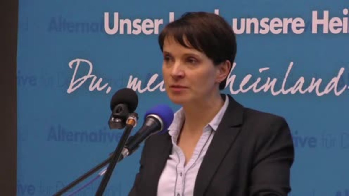Germany: AfD's Petry rally interrupted by protester in Neuwied