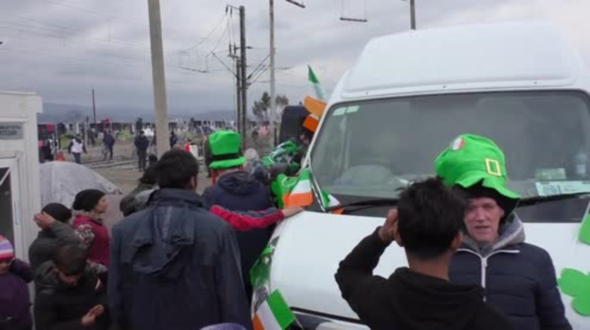 Greece: Idomeni refugee camp celebrates St Patrick's Day