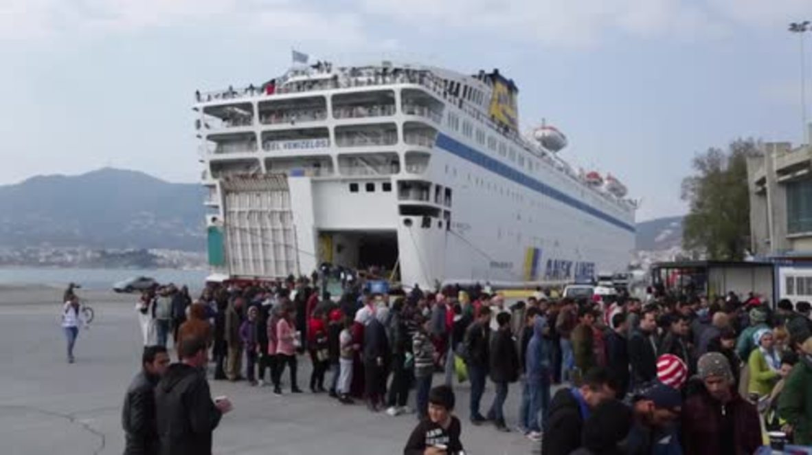 Greece: Refugees depart Lesbos by ferry as EU-Turkey deal comes into force