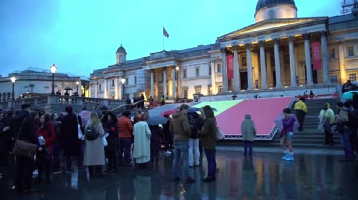 UK: Vigil held in solidarity with Belgium in Trafalgar Square