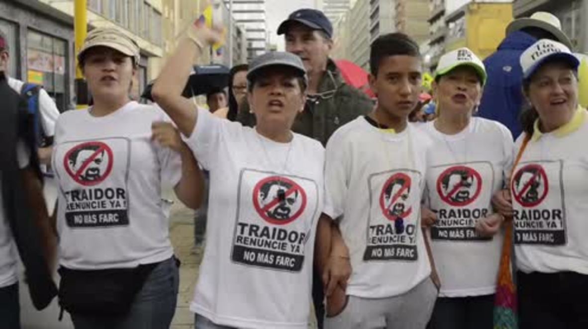 Colombia: Thousands denounce FARC peace process in Bogota