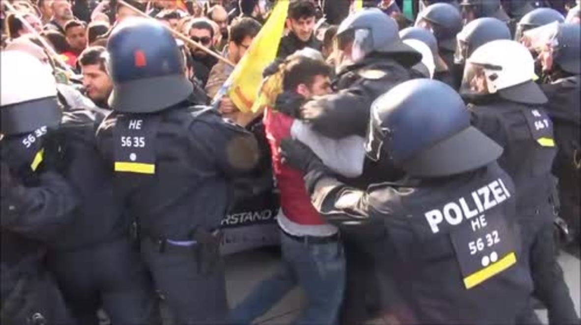 Germany: Protesters clash with police at anti-Turkey rally in Frankfurt