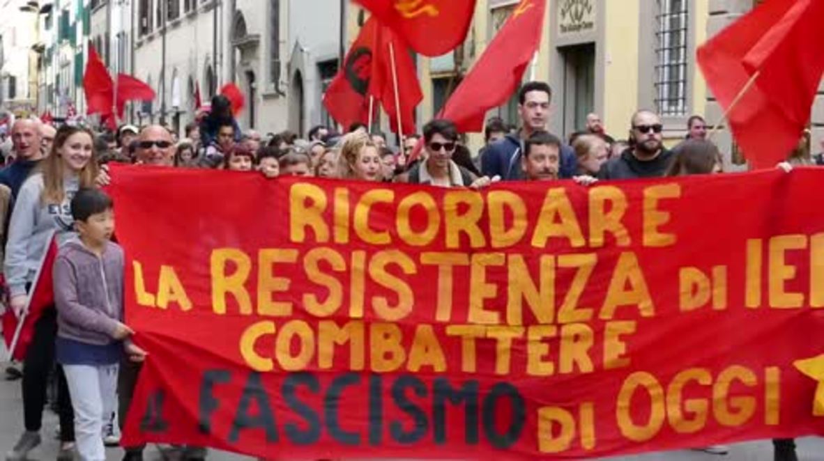 Italy: Left-wing groups mark the fall of Mussolini, in Florence