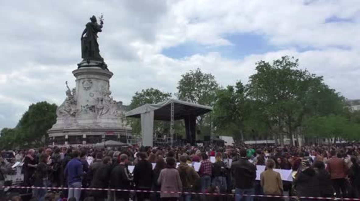 France: 'Orchestre Debout' performs in Paris on Global Day of Action