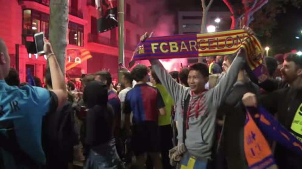 Spain: FC Barcelona fans jubilant after club's 28th Copa del Rey title win