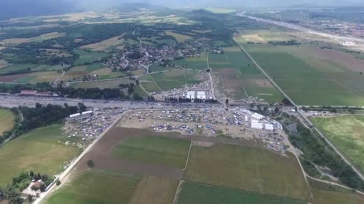 Greece: Drone's eye of Idomeni refugee camp as clearing operation gets underway