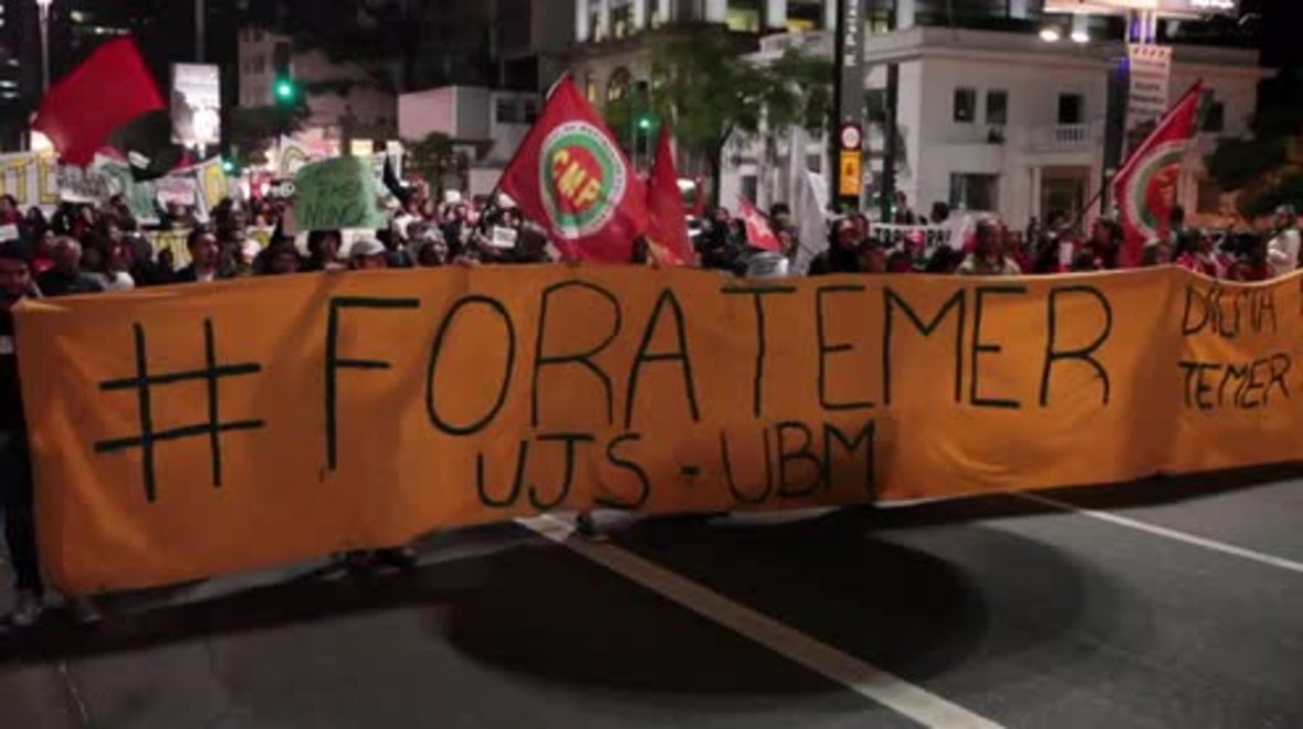 Brazil: 'Temer out!' Protesters decry acting president's reforms in Sao Paulo