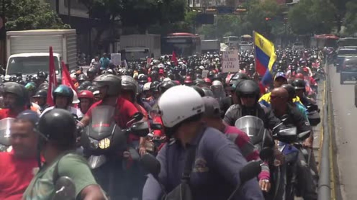 Venezuela: Bikers ride through Caracas in support of Maduro