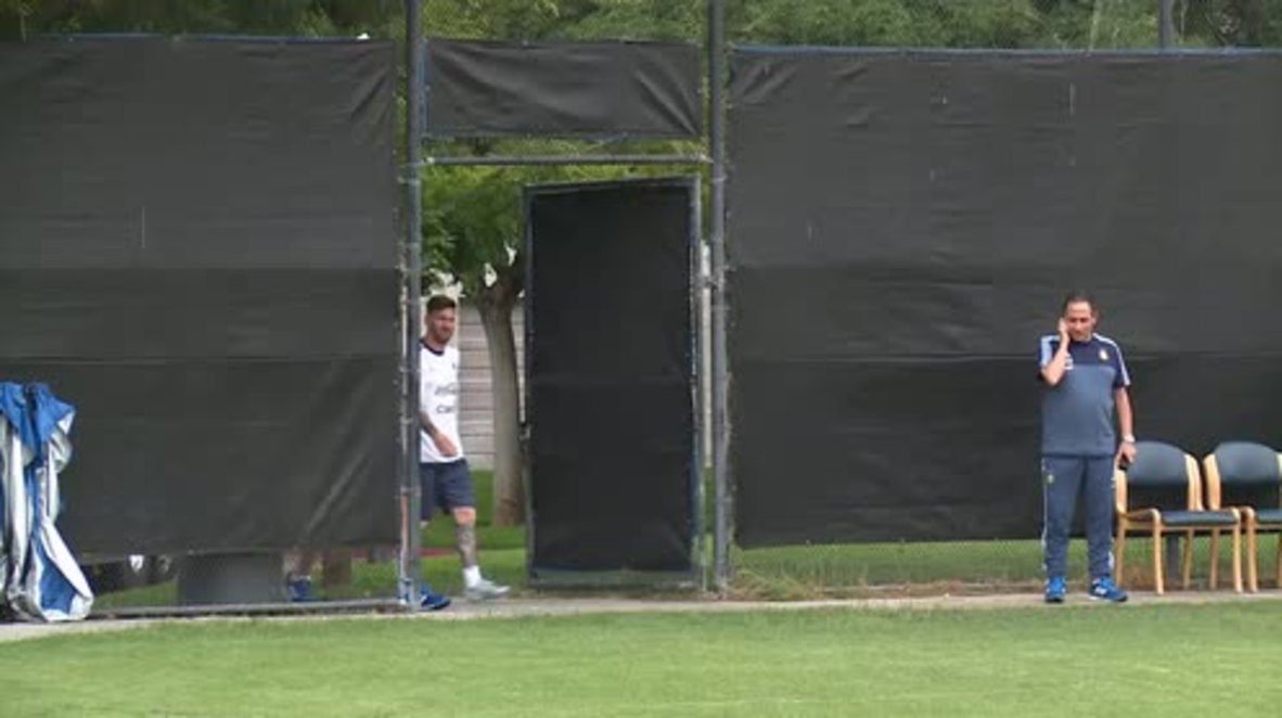 USA: Messi training after injury ahead of match against Chile in San Jose
