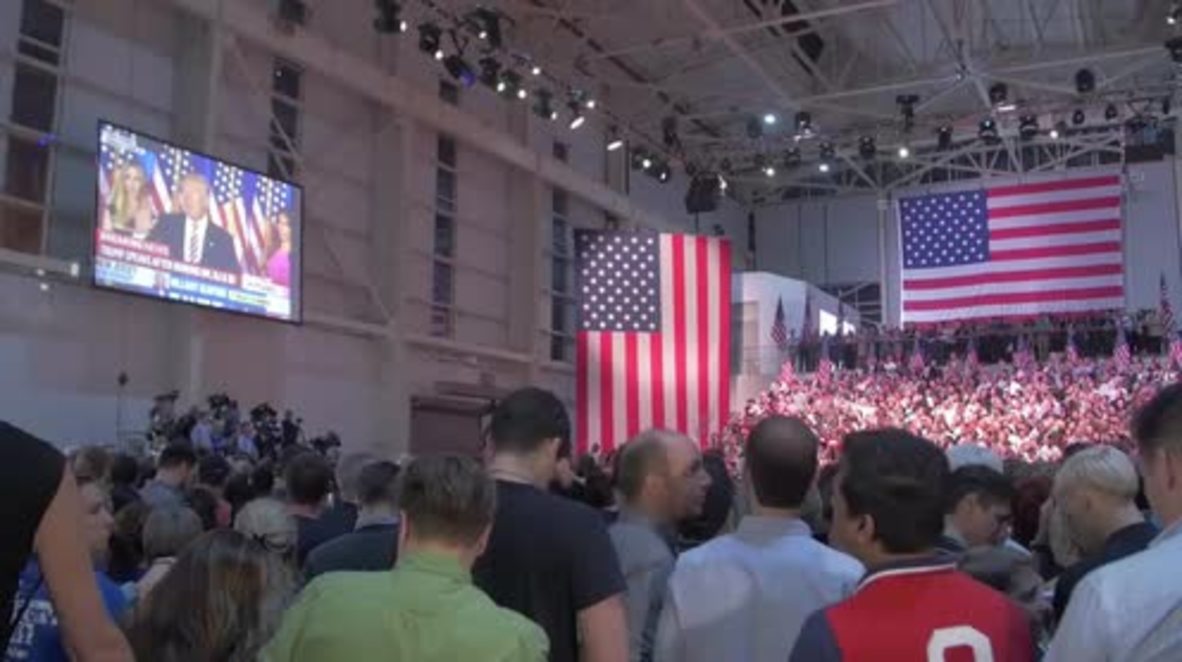 USA: Clinton's supporters celebrate New Jersey exit polls
