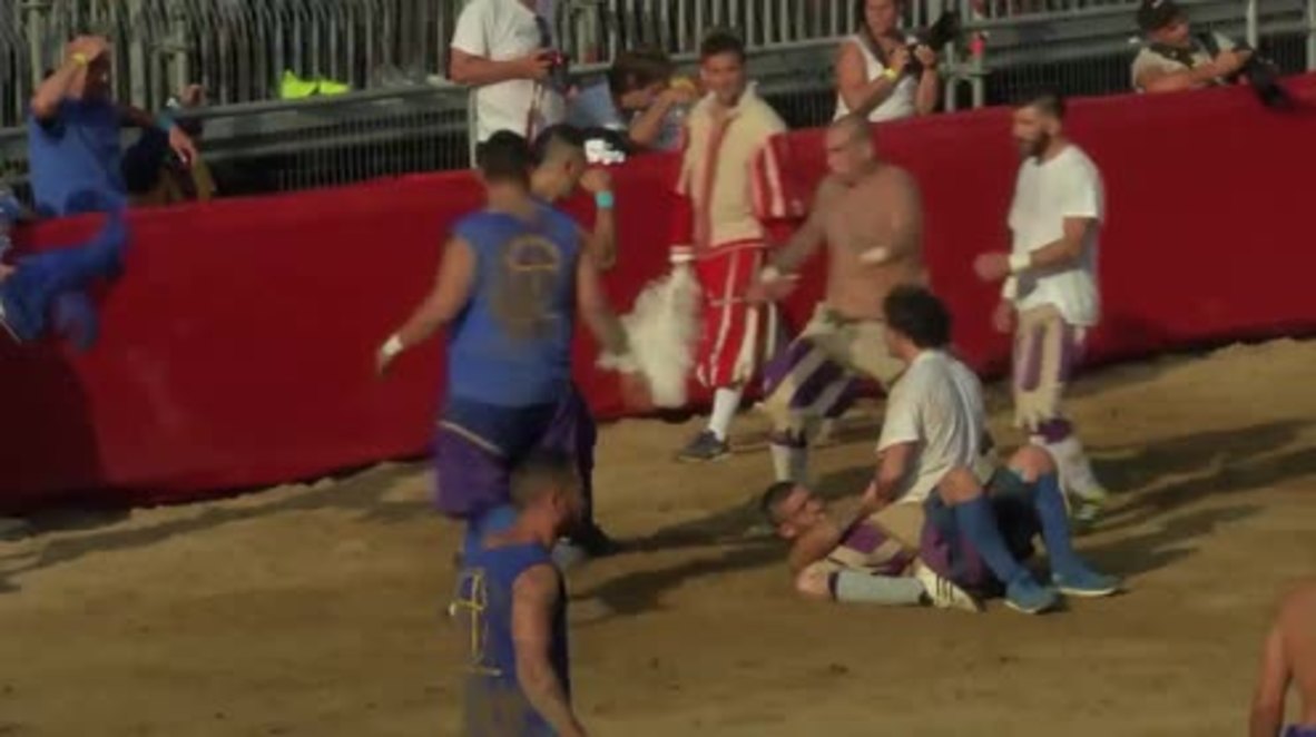Italy: Headbutting allowed! Modern-day gladiators do battle in Calcio Storico match