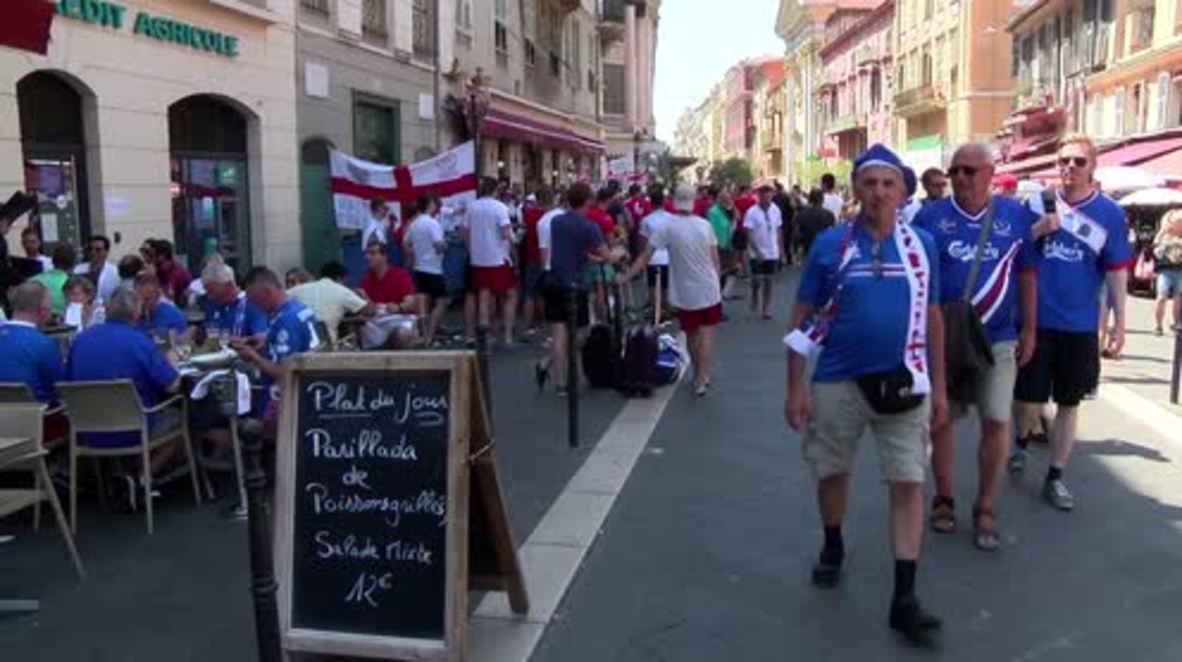 France: English and Icelandic fans gather in Nice ahead of clash