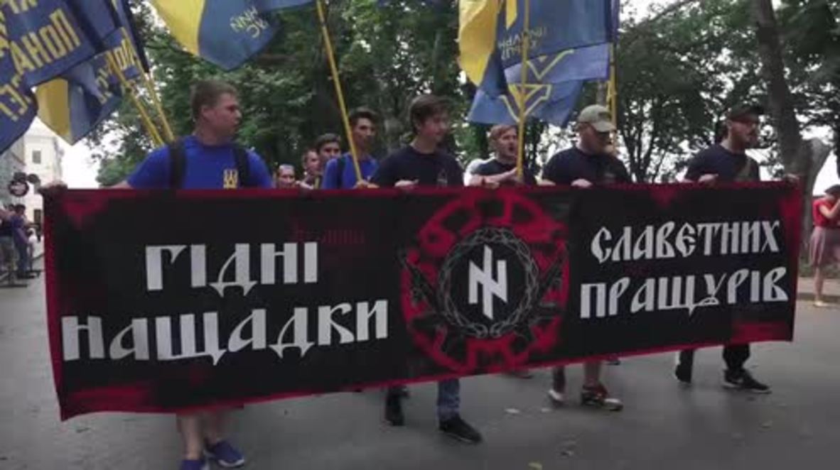 Ukraine: Azov Battalion's civil wing protests against Donbass elections