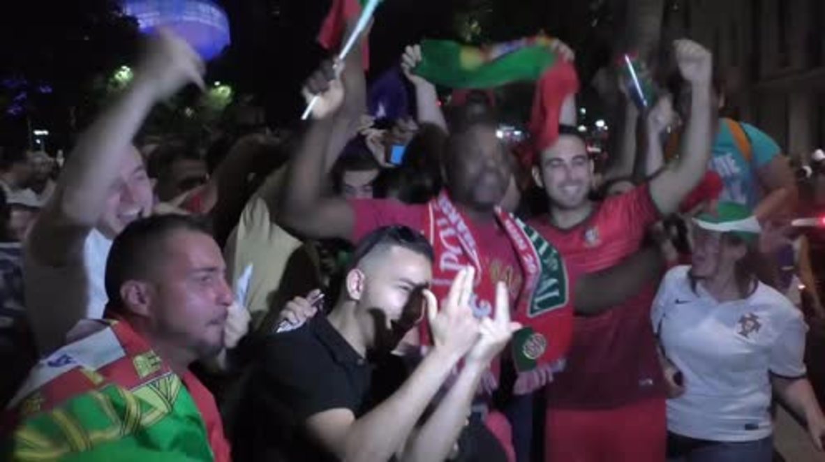 France: Portuguese fans celebrate team's victory over Poland