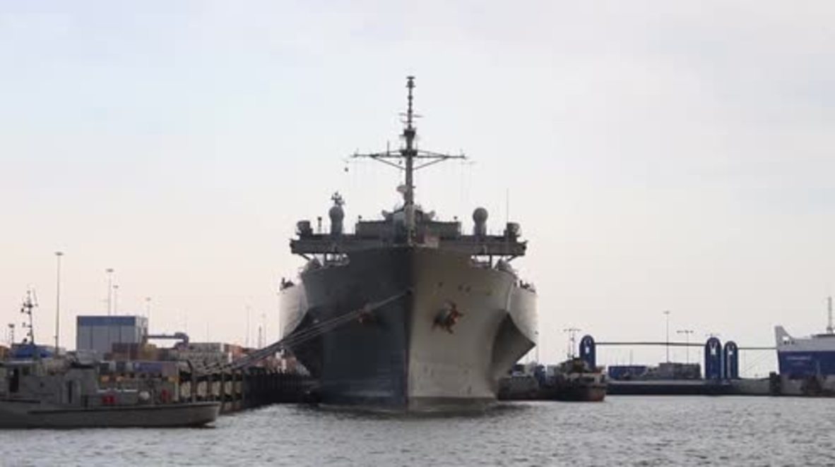 Lithuania: American naval ship USS Mount Whitney docks in Klaipeda
