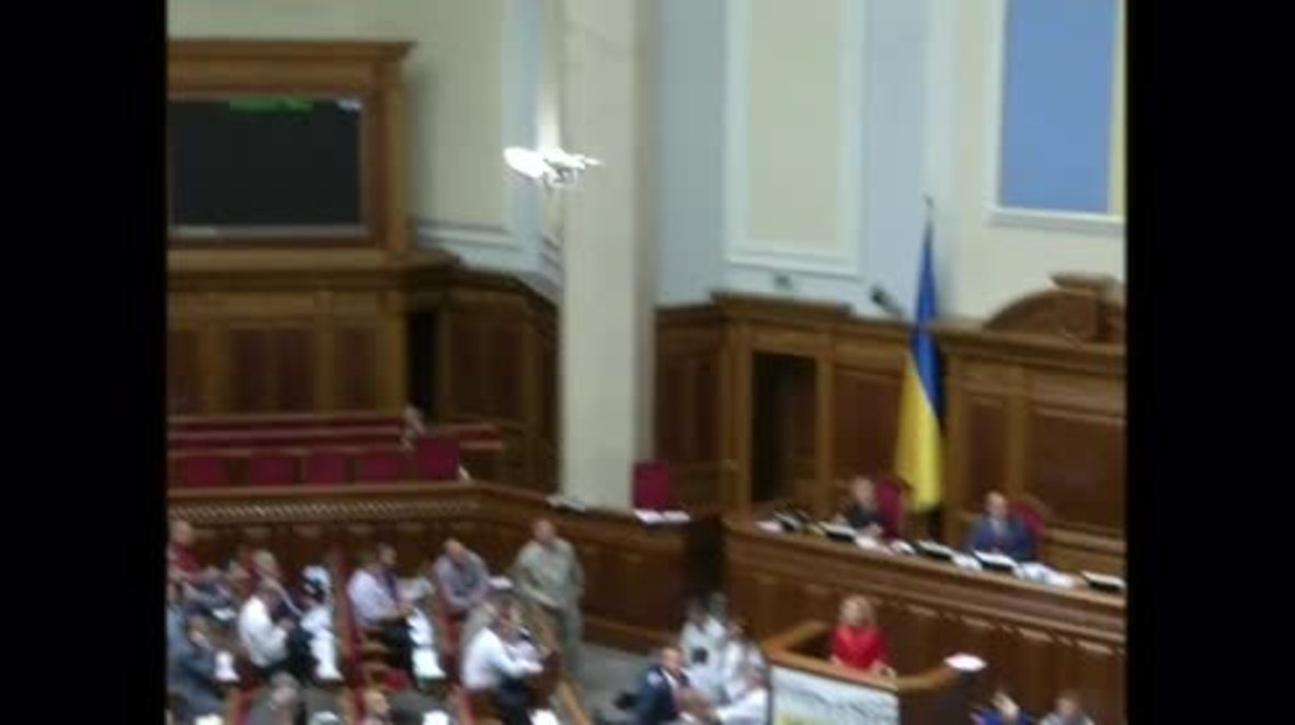Ukraine: Parliament thrown into chaos as drone is launched in latest Rada session