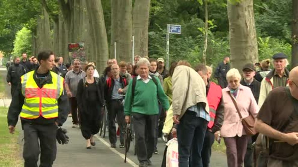 Germany: Demonstrators protest against Europe Lollapalooza festival in Treptower Park