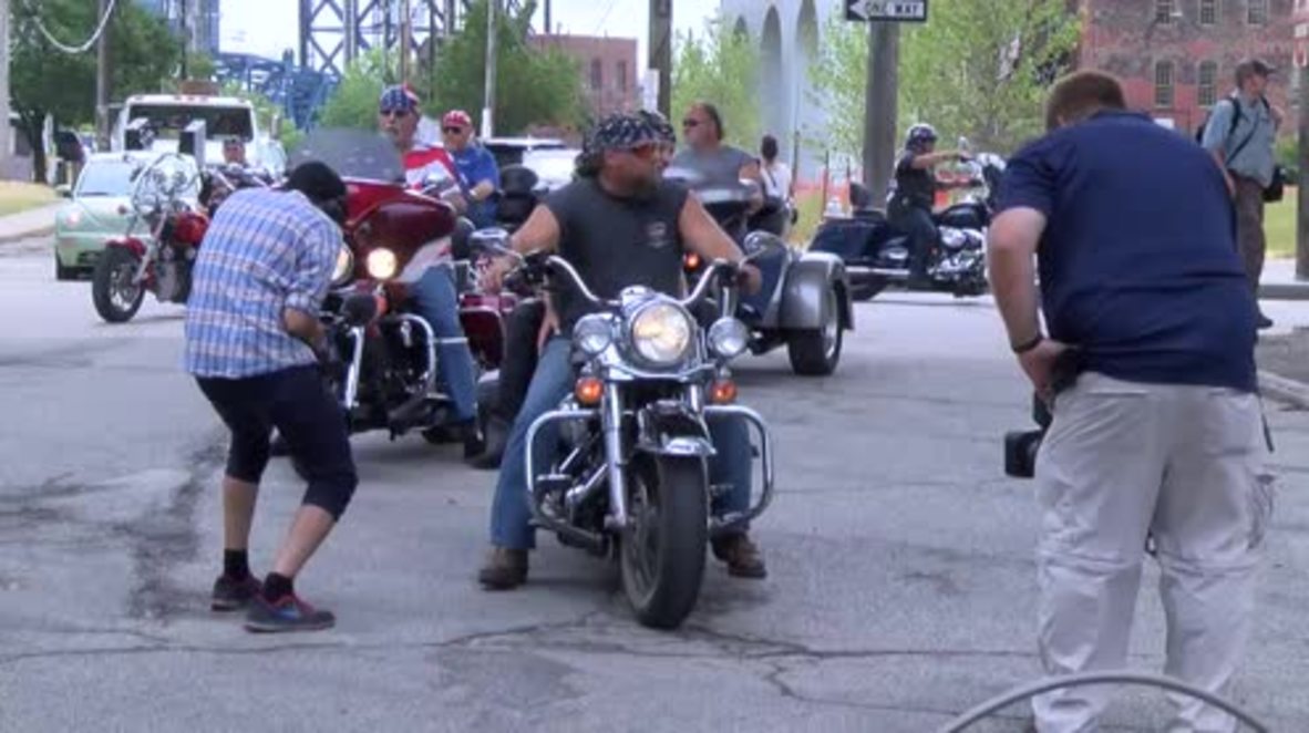 USA: 'Bikers for Trump' roll into Cleveland as Republican National Convention kicks off
