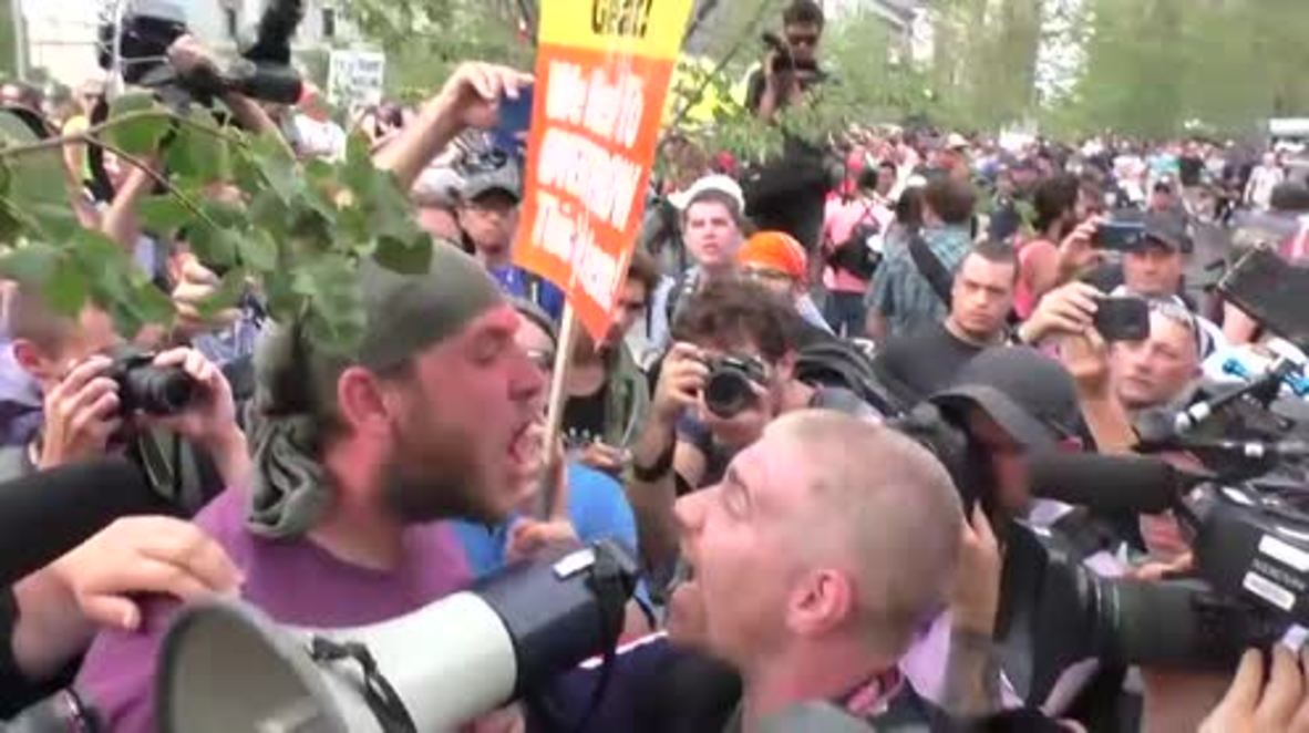 USA: Revolutionary Communist Party activists rally outside the RNC