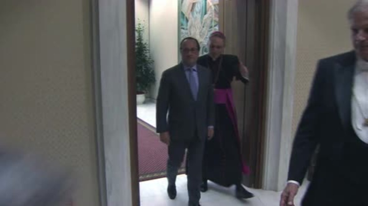 Holy See: Pope Francis meets Hollande in first visit after killing of Catholic priest in France