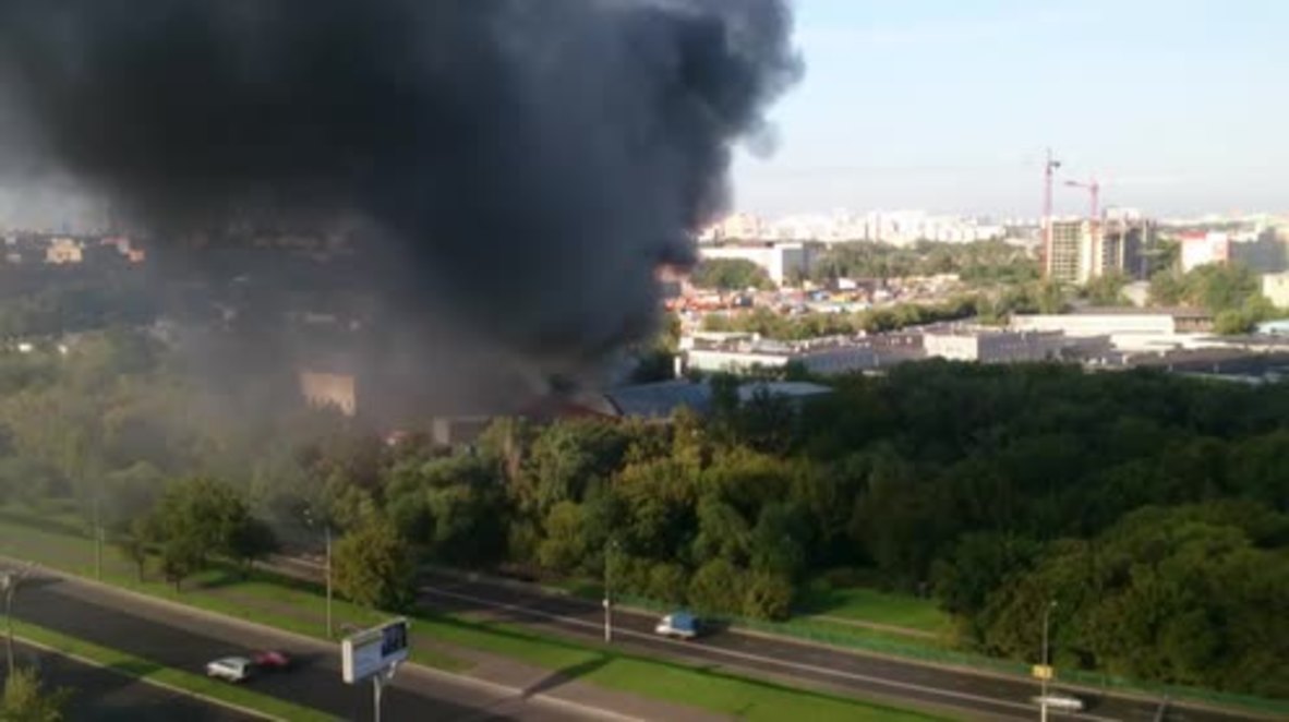 Russia: Moscow skyline left black after deadly warehouse fire kills 17