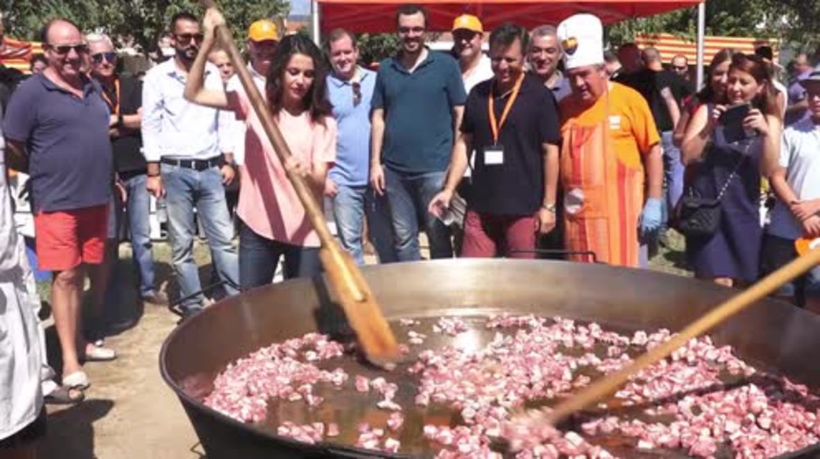 Spain: Ciudadanos Party cooks paella for Catalan supporters